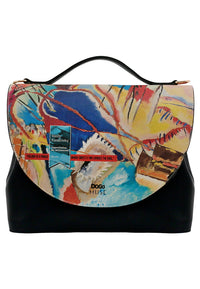 Women Vegan Leather Muse Handbag - Vasily Kandinsky Cannons Design