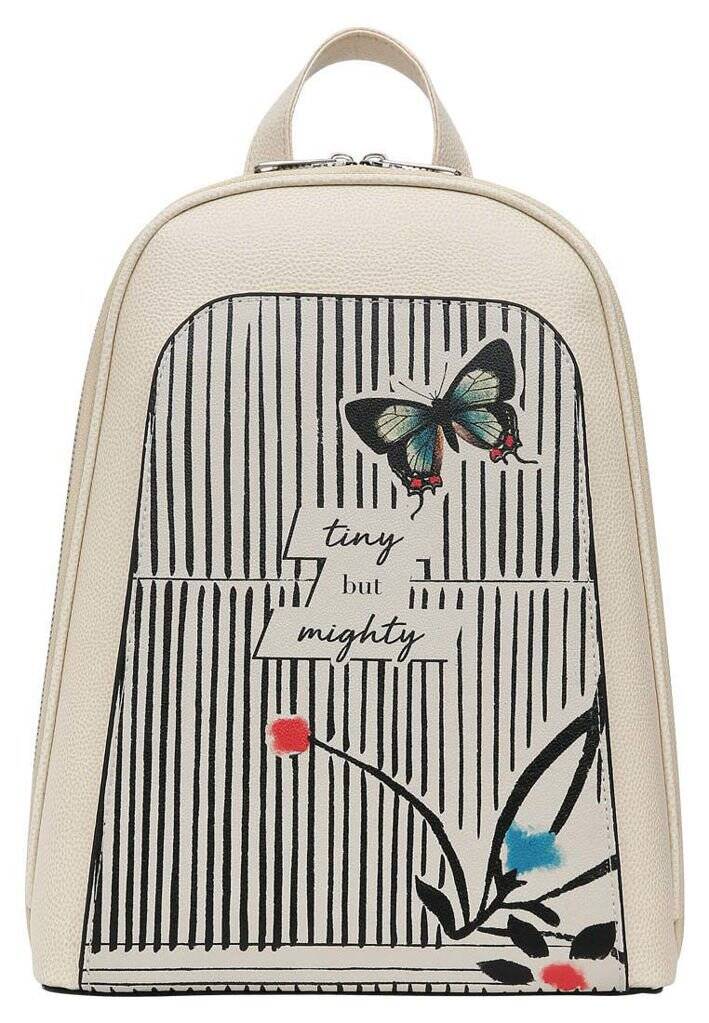 Women Vegan Leather Cream Backpack - Tiny but Mighty Design