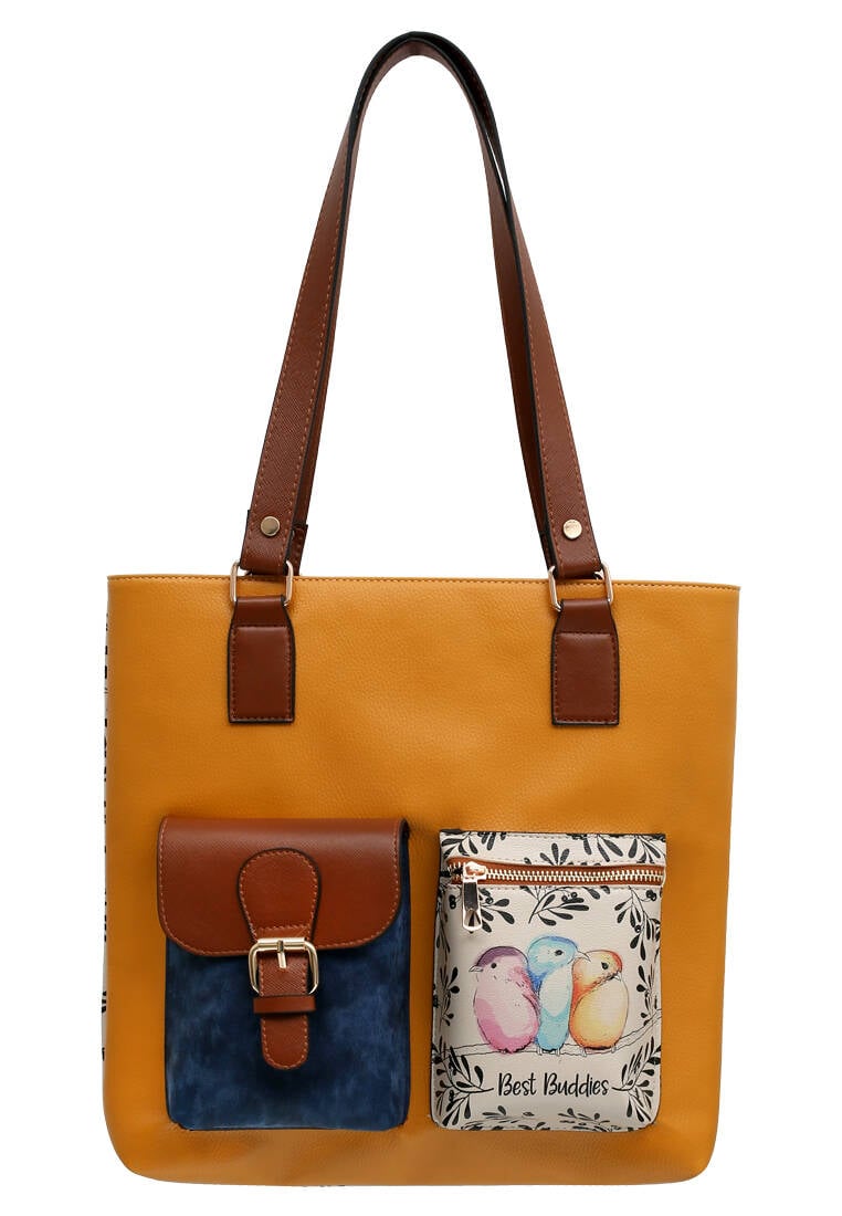 Women Vegan Leather Shoulder Bag - Best Buddies Design