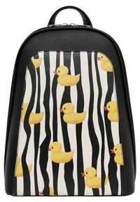 Women Vegan Leather Black Backpack - Ducky Design