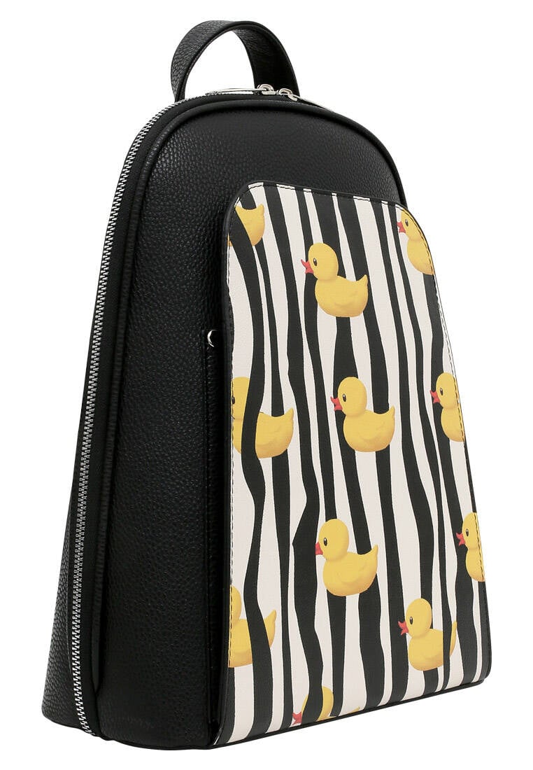 Women Vegan Leather Black Backpack - Ducky Design