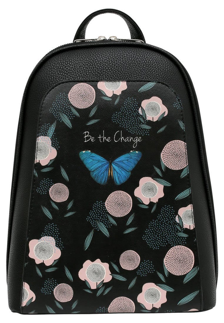 Women Vegan Leather Black Backpack - Be The Change Design