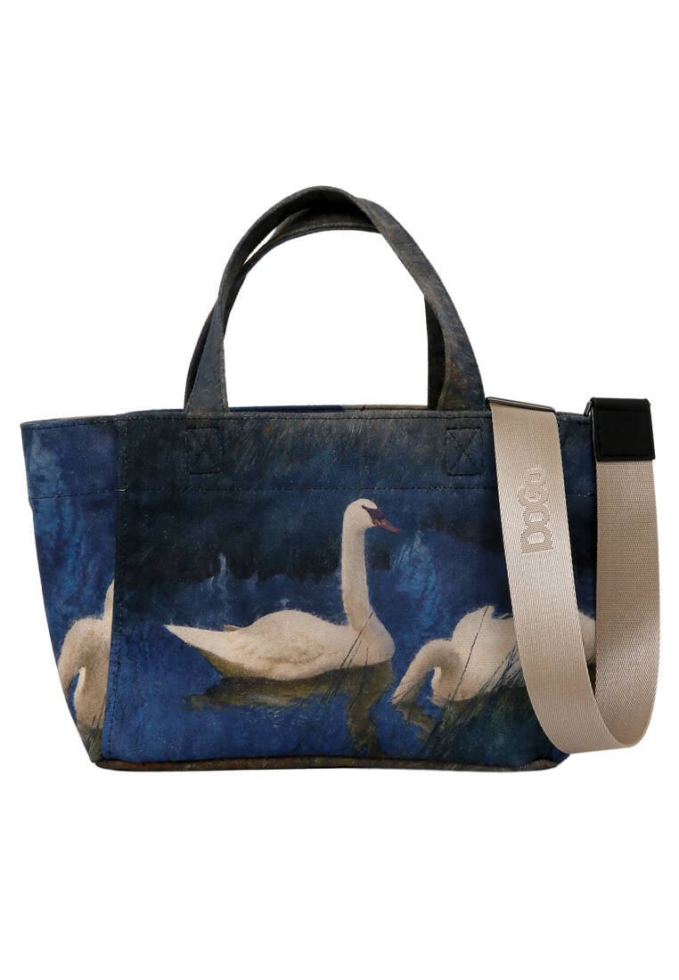 Women Vegan Green Medium Tote Bag - Two Swans Design