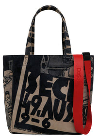 Women Vegan Black Large Tote Bag - Supper Design