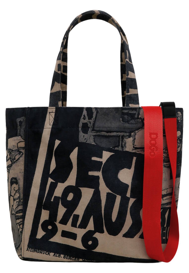 Women Vegan Black Large Tote Bag - Supper Design