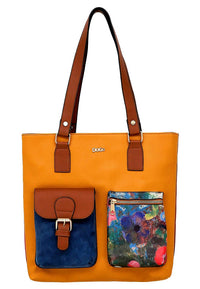 Women Vegan Leather Yellow Shoulder Bag - Full of Hope Design