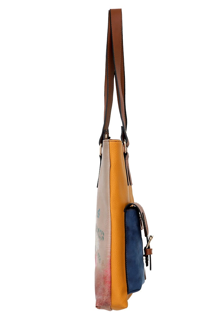 Women Vegan Leather Yellow Shoulder Bag - Full of Hope Design