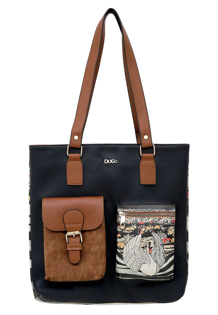 Women Vegan Leather Multicolor Shoulder Bag - the Swan Softly Sleeps Design