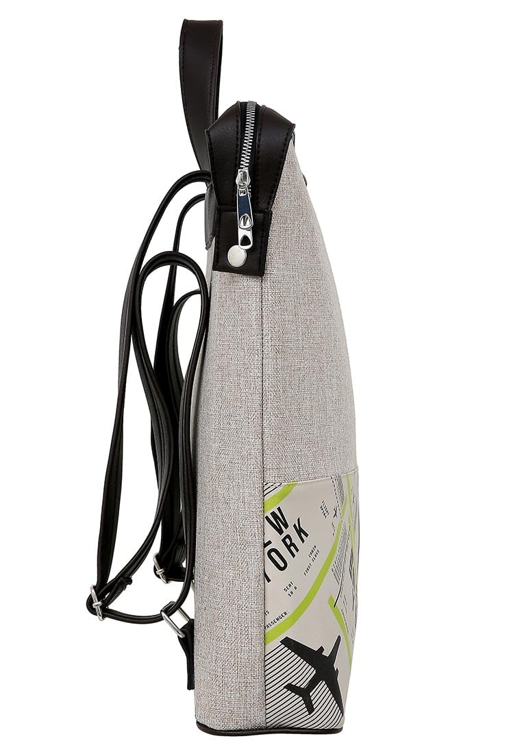 Unisex Vegan Gray Backpack - New York Ticket Design