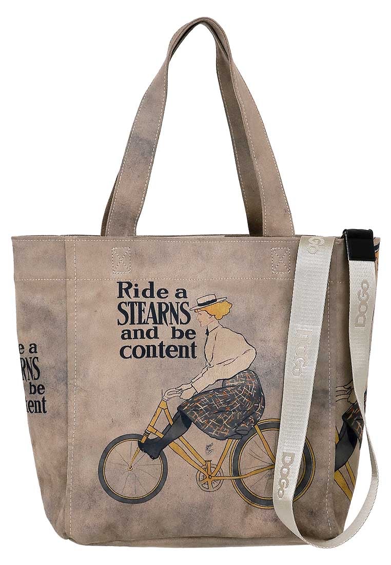 Women Vegan Gray Large Tote Bag - Rider Woman Design