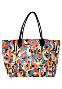 Women Vegan Leather Shoulder Bag - Geocat Weekender Design