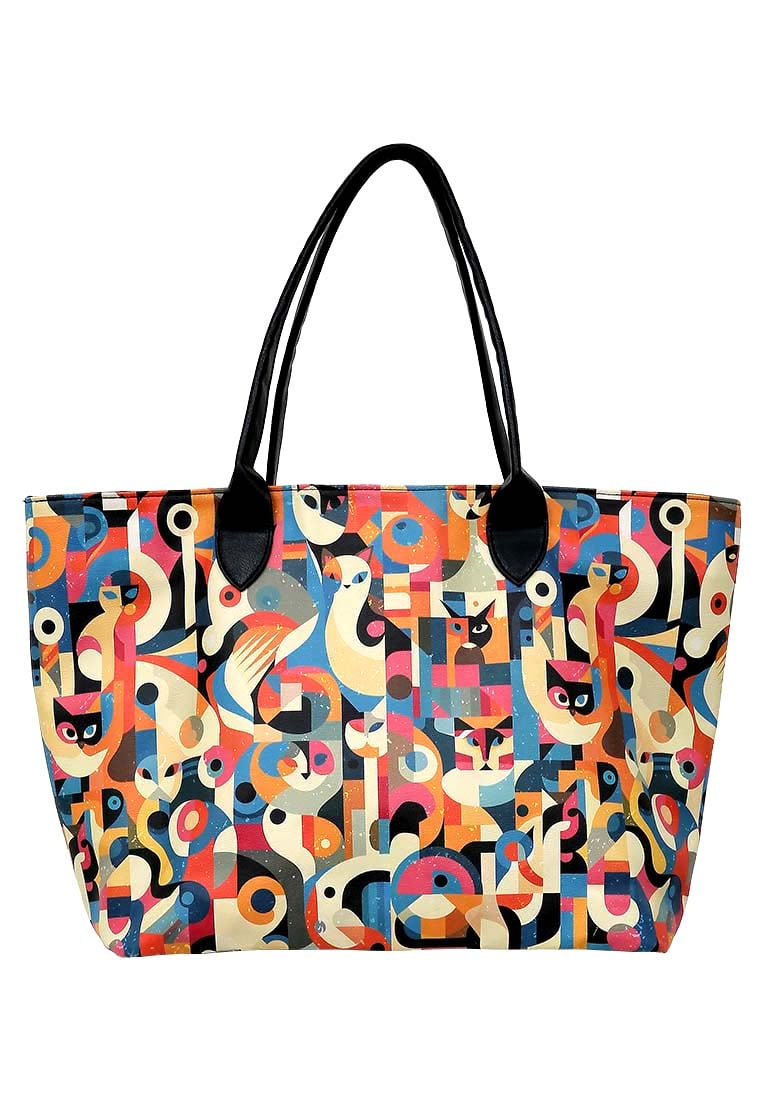 Women Vegan Leather Shoulder Bag - Geocat Weekender Design