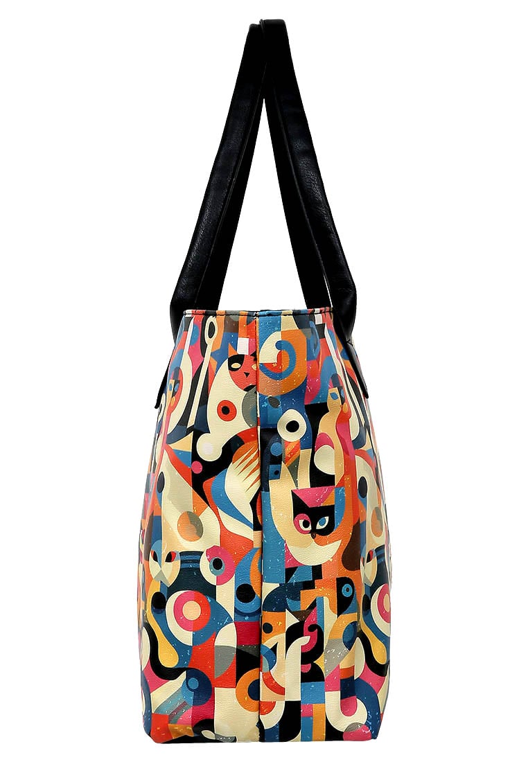 Women Vegan Leather Shoulder Bag - Geocat Weekender Design