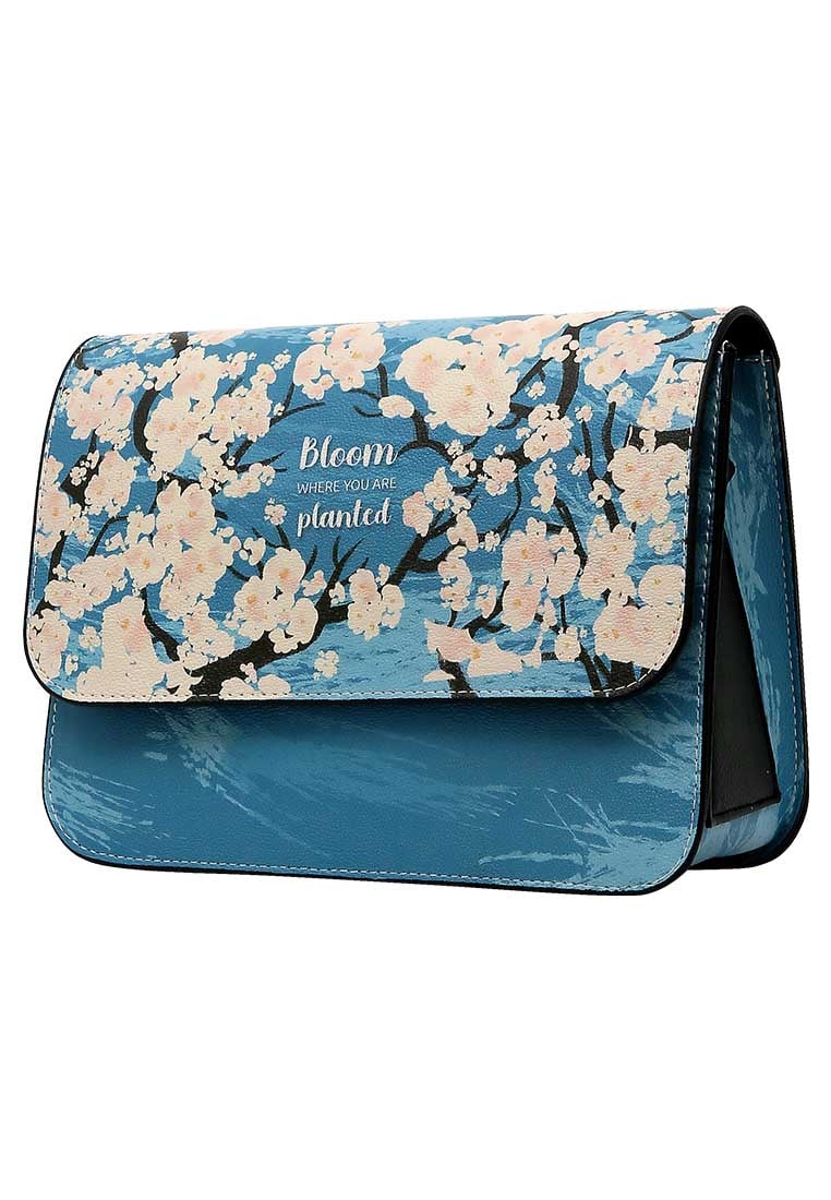 Women Vegan Blue Bag - Bloom Where You Are Design