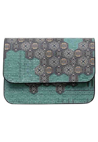 Women Vegan Blue Purse - Ethic Faience Design
