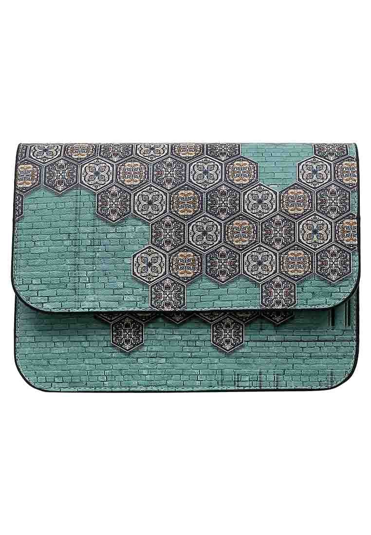 Women Vegan Blue Purse - Ethic Faience Design