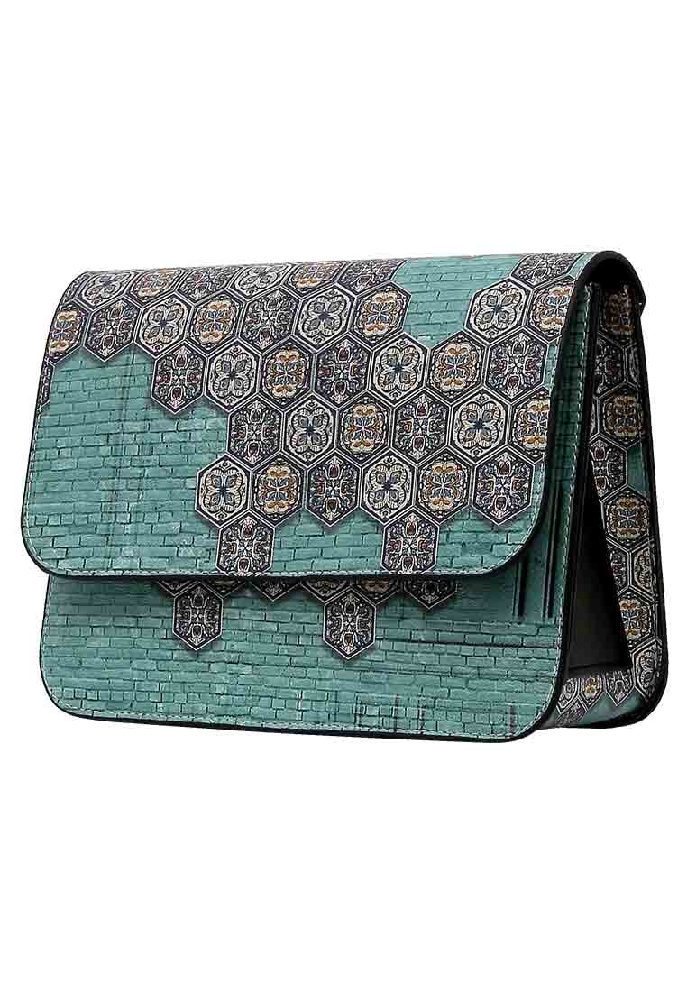 Women Vegan Blue Purse - Ethic Faience Design