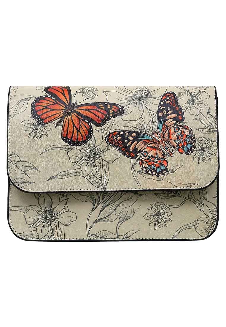 Women Vegan Leather Beige Purse - Fly With Your Own Wings Design