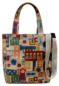 Women Vegan Multicolor Large Tote Bag - Anatolian Patterns Design