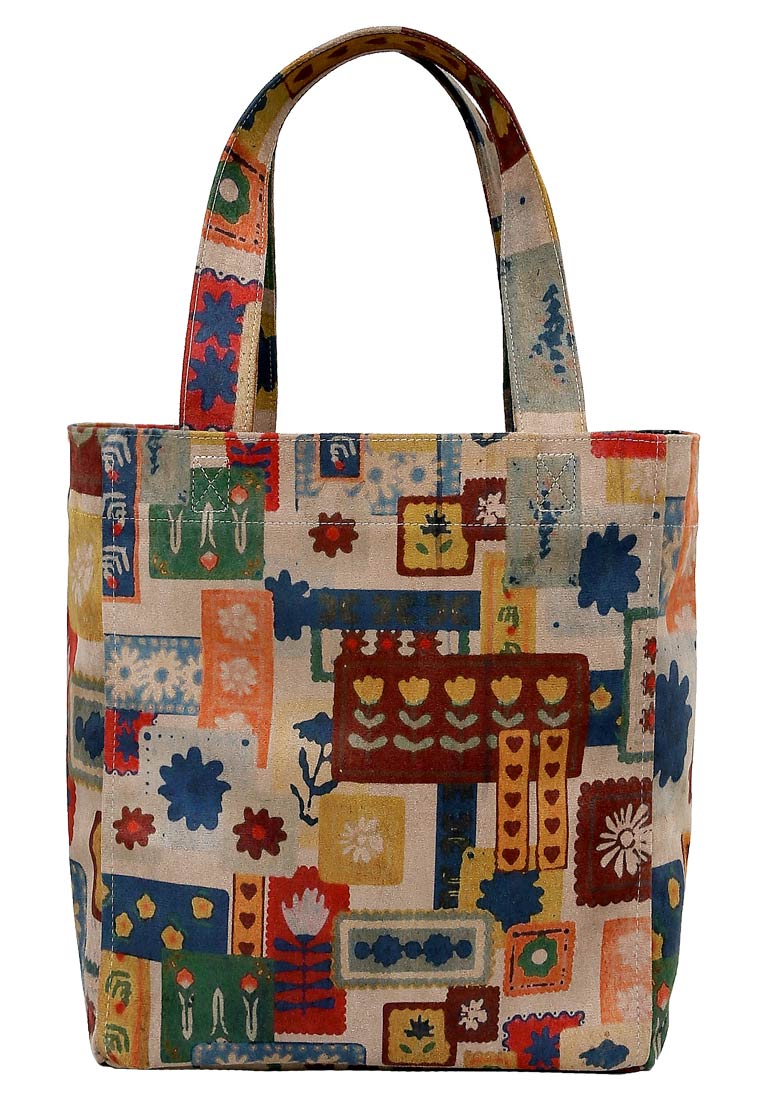 Women Vegan Multicolor Large Tote Bag - Anatolian Patterns Design