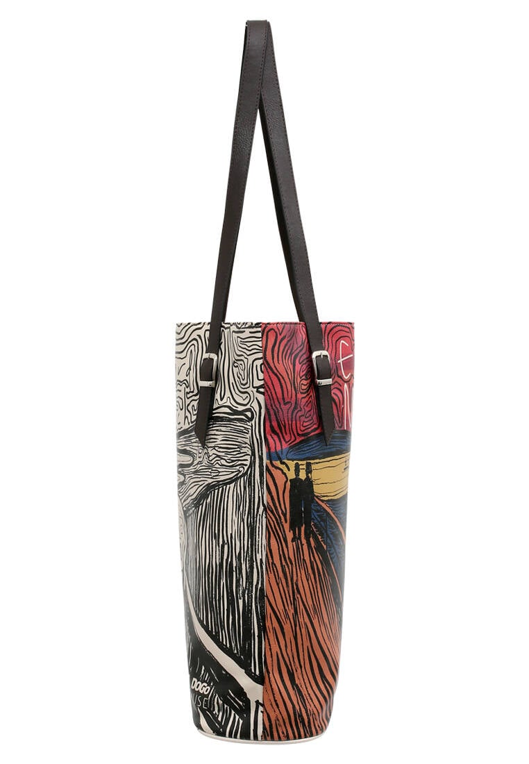 Women Vegan Leather Black Shoulder Bag - Edvard Munch The Scream Muse Design