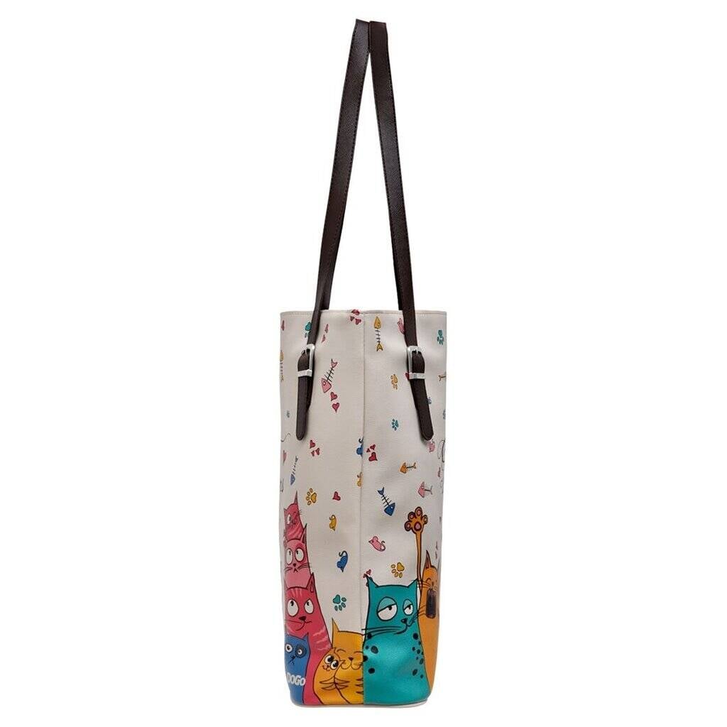 Women Vegan Leather Shoulder Bag - Cat Lovers Design