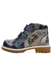Kids Vegan Leather Multicolor Boots - Universe Domination Design