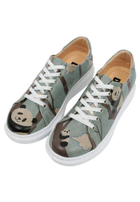 Women Vegan Leather Blue Sneakers - Panda Hug Design