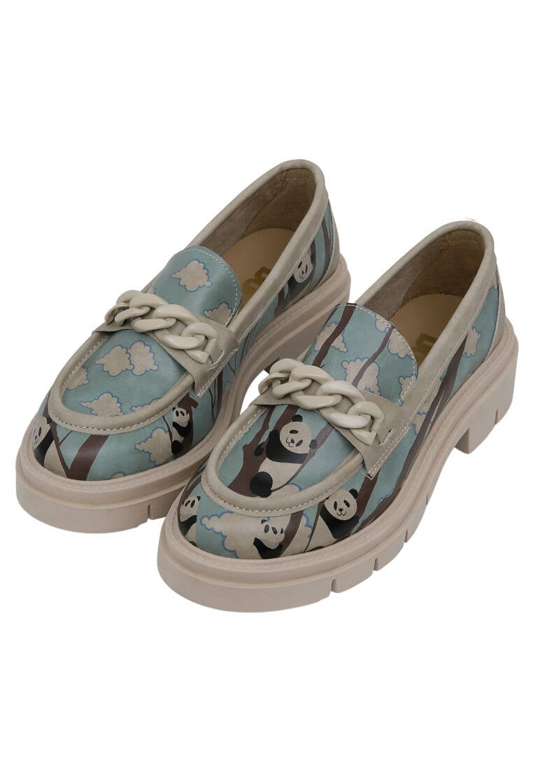 Women Vegan Leather Turquoise Loafers - Panda Hug Design