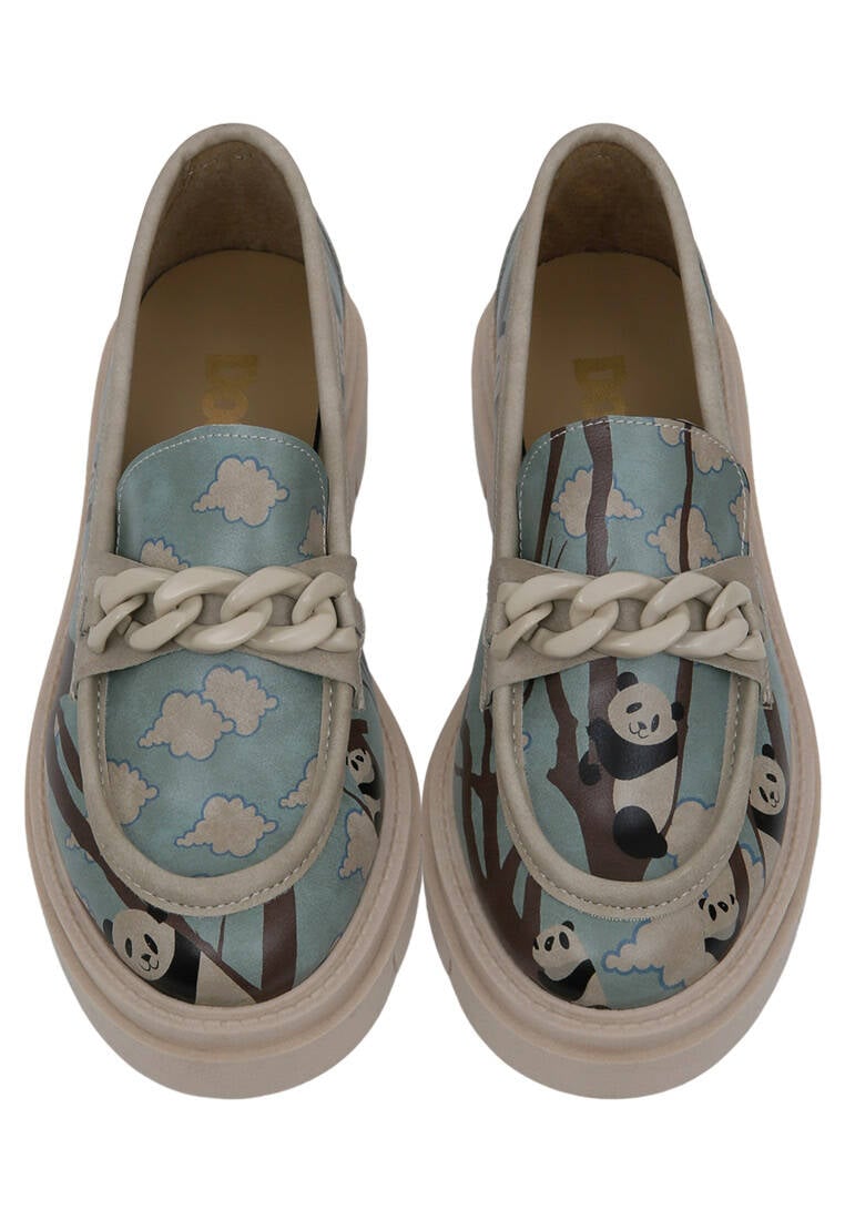 Women Vegan Leather Turquoise Loafers - Panda Hug Design