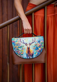 Women Vegan Leather Handbag - Deer Of Dreams Design
