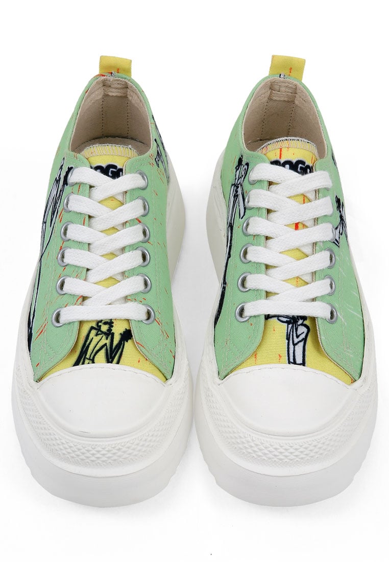 Women Vegan Green Platform Sneakers - The Band Design