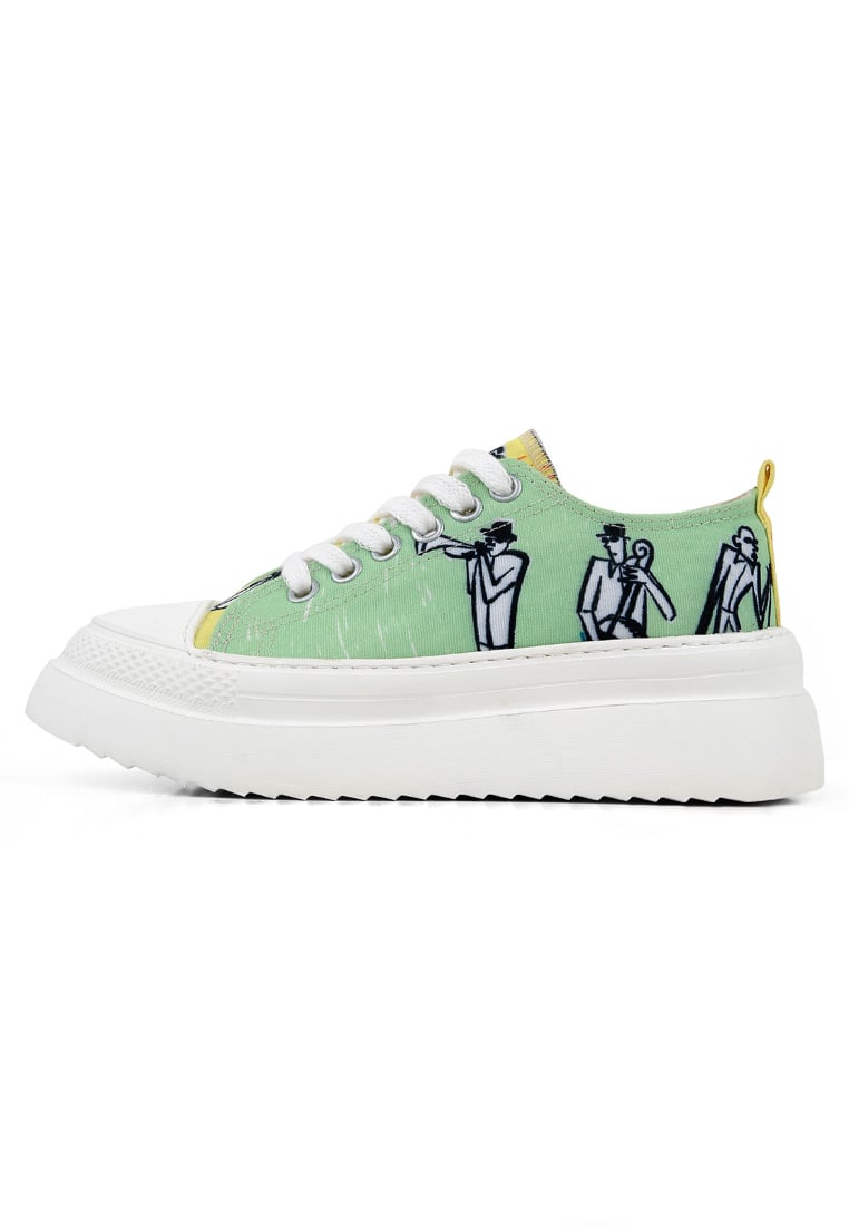 Women Vegan Green Platform Sneakers - The Band Design