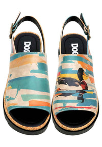 Women Vegan Leather Multicolor Wedge Sandals - Goose Bumps Design