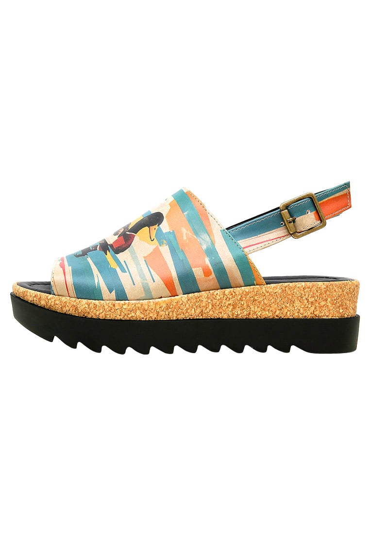 Women Vegan Leather Multicolor Wedge Sandals - Goose Bumps Design
