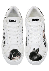 Women Vegan Leather White Sneakers - Fluffy Design