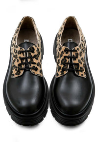 Women Vegan Leather Black Sneakers - Black Leo Design