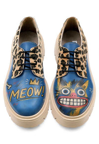 Women Vegan Leather Blue Sneakers - Meow Attack Design