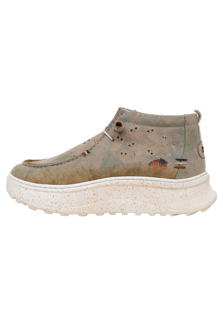 Women Vegan Leather Cream Boots - The Escape of the Spirits Design