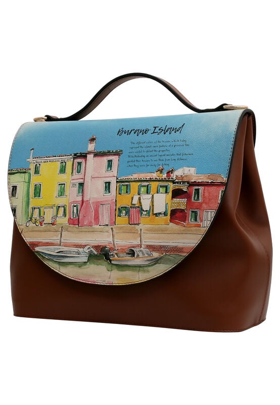 Women Vegan Leather Brown Purse - Burano Island Design