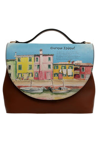 Women Vegan Leather Brown Purse - Burano Island Design