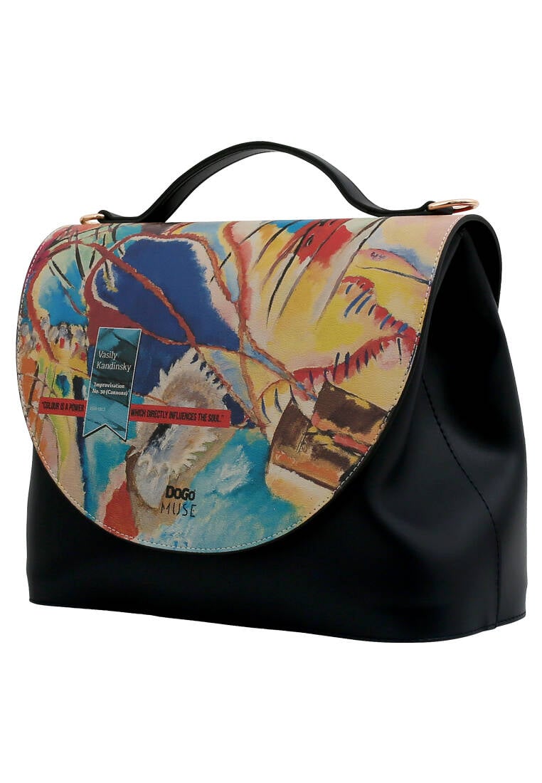 Women Vegan Leather Muse Handbag - Vasily Kandinsky Cannons Design