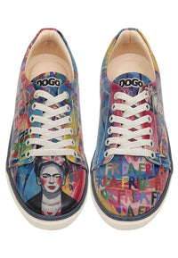 Women Vegan Leather Multicolor Sneakers - Frida-Kahlo-in-Letters Design