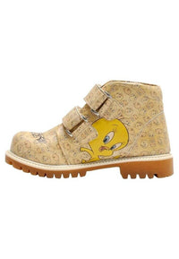 Kids Vegan Leather Yellow Boots - Warner Bros Tweety Moods Design