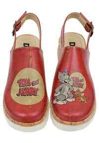 Women Vegan Leather Orange Platform Sandals - Warner Bros Tom & Jerry Design