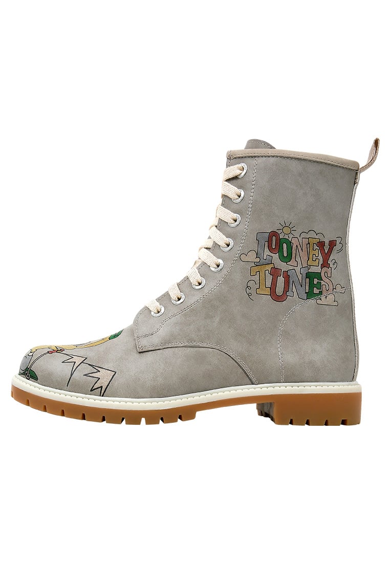 Women Vegan Leather Grey Long Boots - Warner Bros Tweety Looney Tunes Ski Club Design