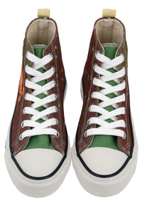 Women Vegan Brown High Sneakers - Camping Scooby Doo Design