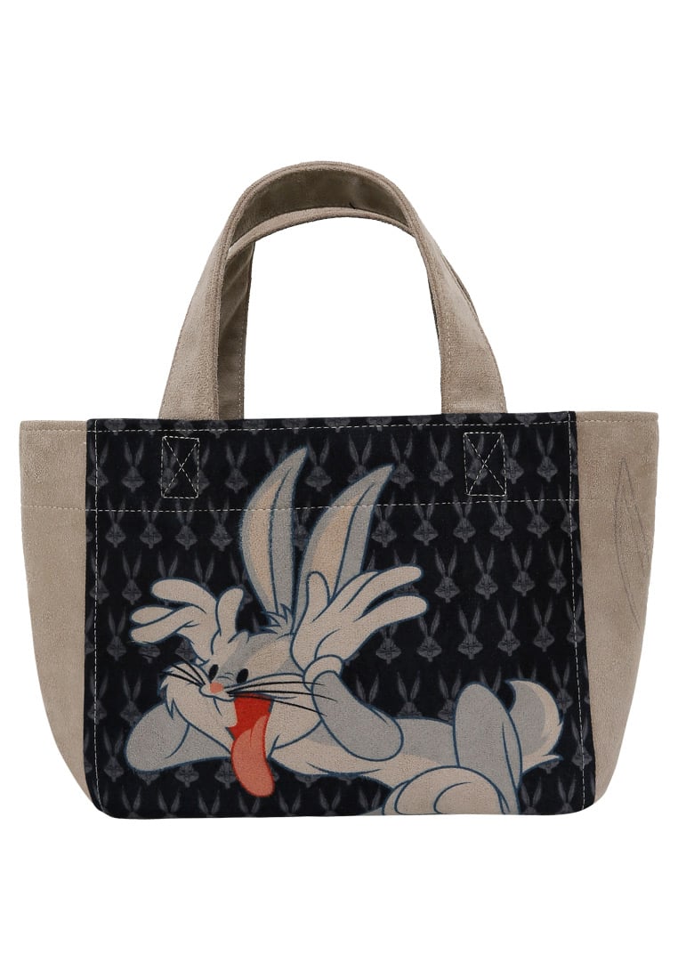 Women Vegan Black Medium Tote Bag - Warner Bros Bugs Bunny Playful Bugs Design