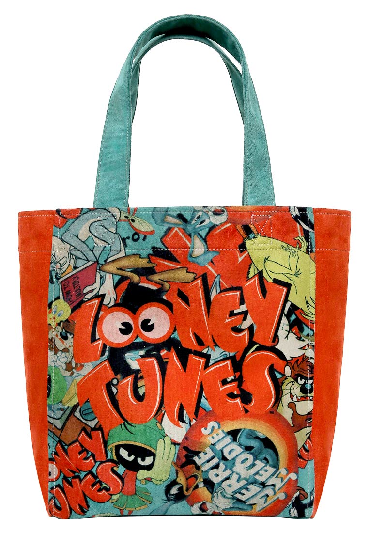 Women Vegan Multicolor Large Tote Bag - Warner Bros The Toon Parade Design