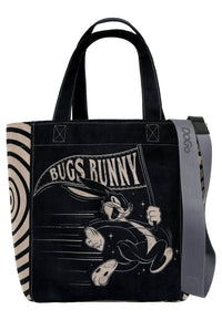 Women Vegan Black Large Tote Bag - Warner Bros What's Up